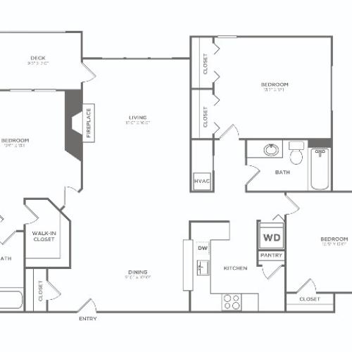 C1-F | 3 bed 2 bath | 1295 sq ft