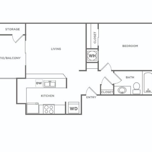 One Bedroom | 1 bed 1 bath | 583 sq ft