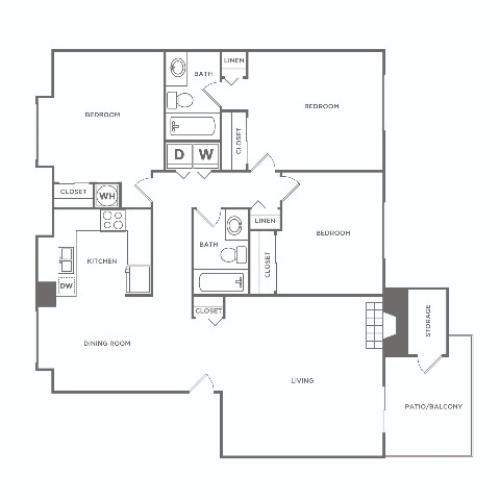 Three Bedroom | 3 bed 2 bath |  1495 sq ft