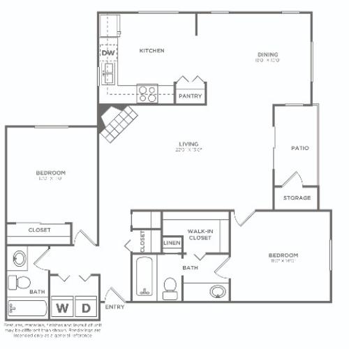 B4Q | 2 bed 2 bath | 1277 sq ft