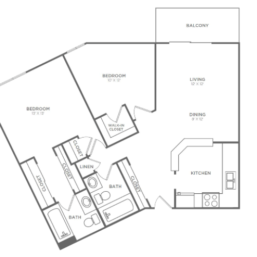 2 Bedroom 2 Bathroom B6 | from 1044 sq ft