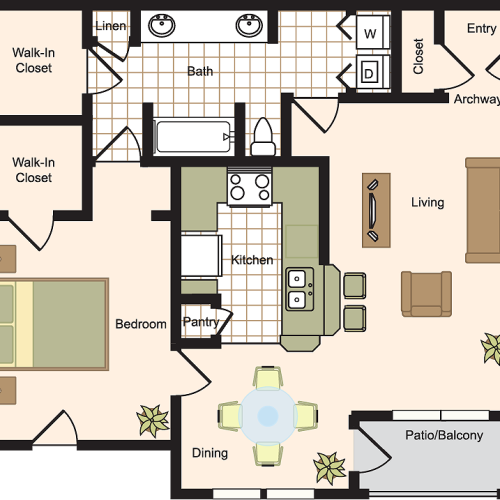 A | 1x1 | 839 sq ft