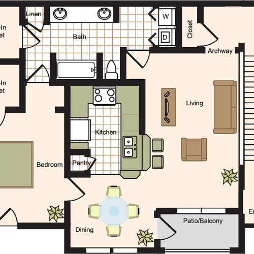 B | 1x1 | 839 sq ft