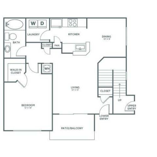 A1-PR | 1 bed 1 bath | 736 sq ft
