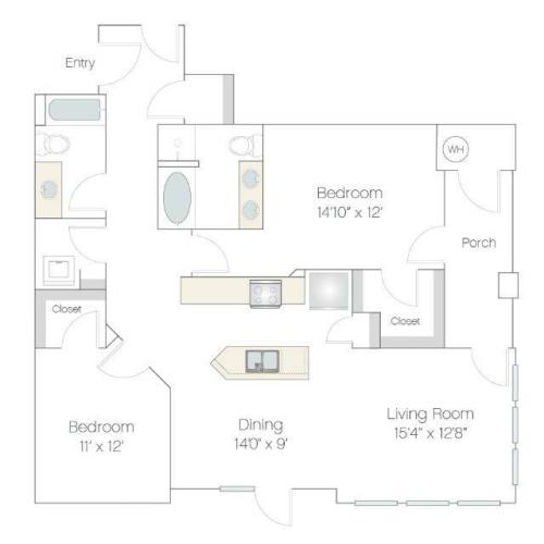 B2.GR | 2 bed 2 bath | from 1258 square feet