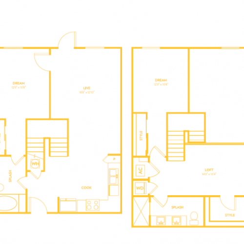 Two Bedroom Two Bath Loft (1352 SF)