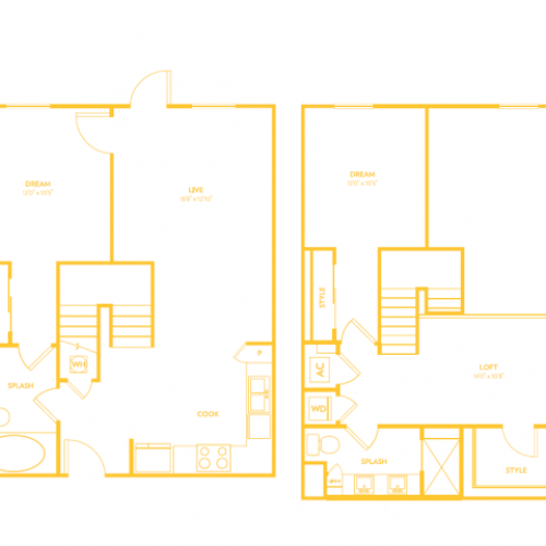 Two Bedroom Two Bath Loft (1361 SF)