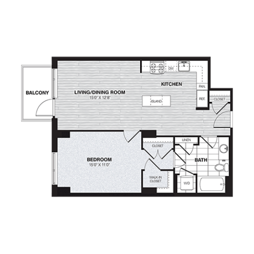 A1B | 1 bed 1 bath | from 750 square feet