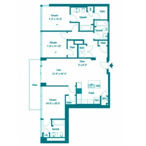 Persian | 3 bed 3 bath | from 1523 square feet