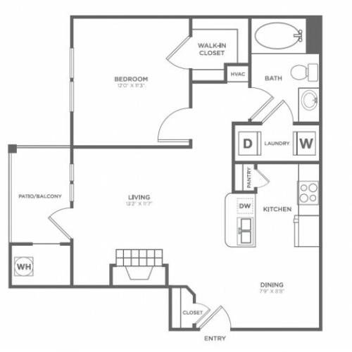 One Bedroom One Bath (703 SF)