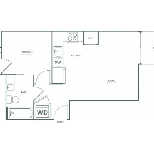 A2 | 1 bed 1 bath | from 520 square feet
