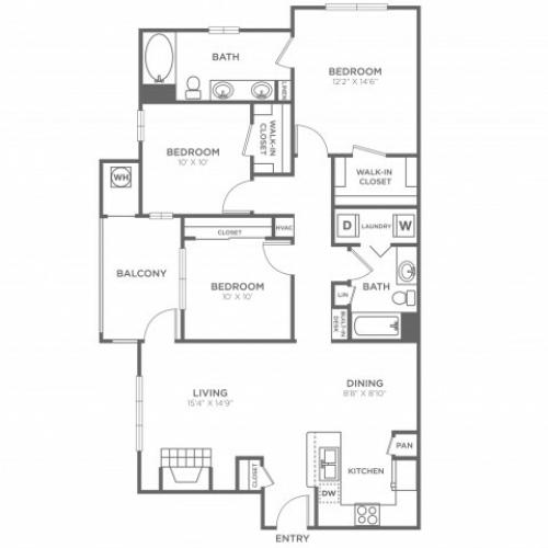 C1 Classic | 3 bed 2 bath | from 1340 square feet