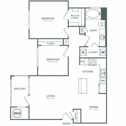 B1 Classic | 2 bed 1 bath | from 954 square feet