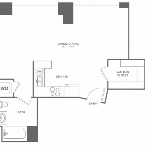 Studio1 bath | from 648 square feet
