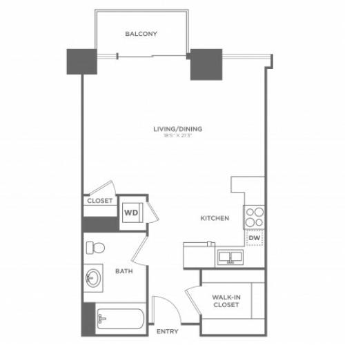Studio1 bath | from 554 square feet