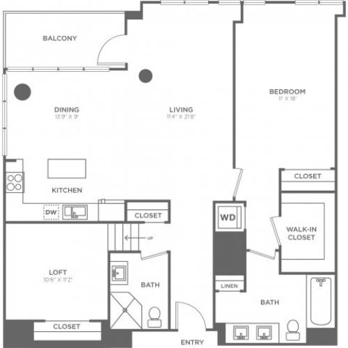 H | 1 bed 2 bath | from 1270 square feet