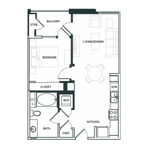 A2 | 1 bed 1 bath | from 650 square feet