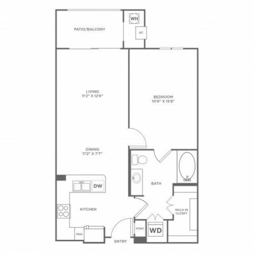 1 bed 1 bath | 762 SF