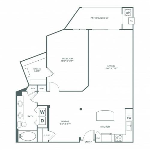 1 bed 1 bath | 911 SF