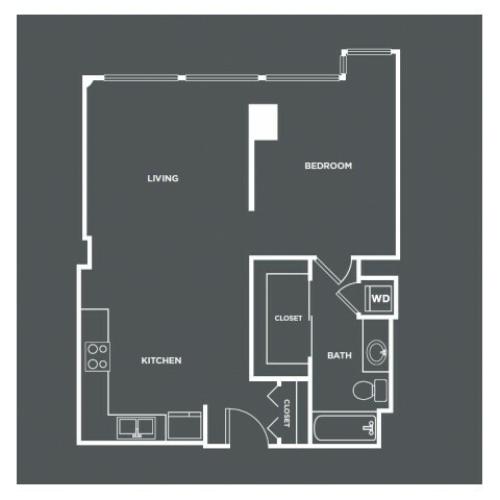 A12-R | 1 bed 1 bath | from 744 square feet