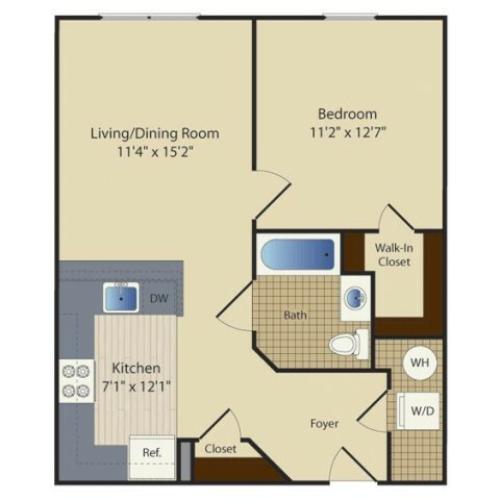 One Bedroom One Bath (634 SF)
