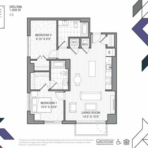 C3 | 2 bed 2 bath | from 1005 square feet
