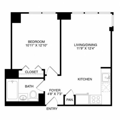 A6 | 1 bed 1 bath | from 580 square feet
