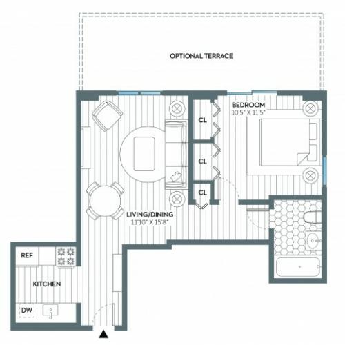 Paterson | 1 bed 1 bath | from 583 square feet