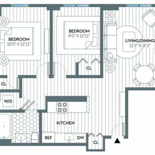 Garden | 2 bed 1 bath | from 796 square feet