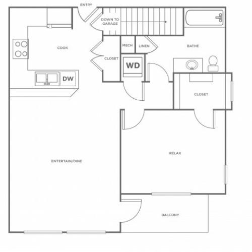 A2 | 1 bed 1 bath | from 792 square feet