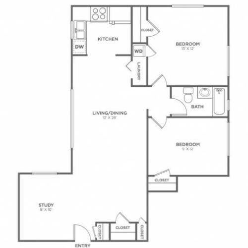 San Juan w/ Den-Restored | 2 bed 1 bath | from 958 square feet