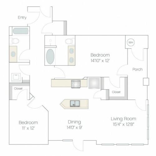 B2.R | 2 bed 2 bath | from 1258 square feet