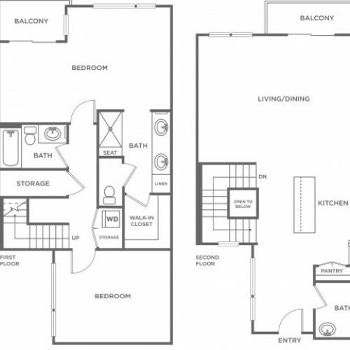Plan C | 2 bed 2 bath | from 1394 square feet