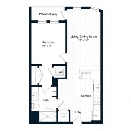 1C.1 | 1 bed 1 bath | from 653 square feet