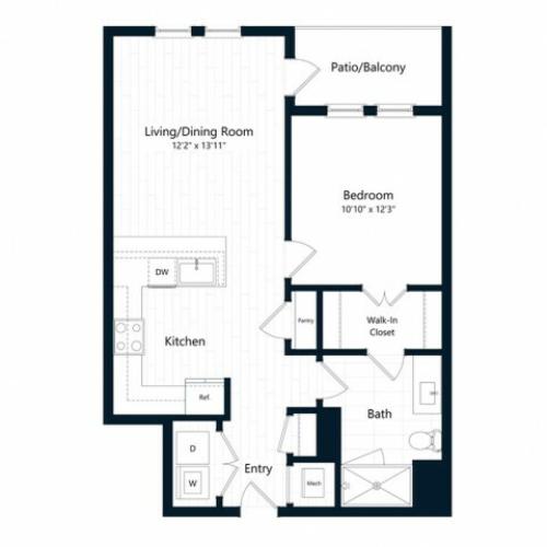 1E | 1 bed 1 bath | from 712 square feet