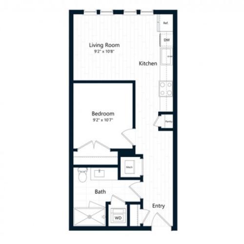 1A | Studio1 bath | from 557 square feet