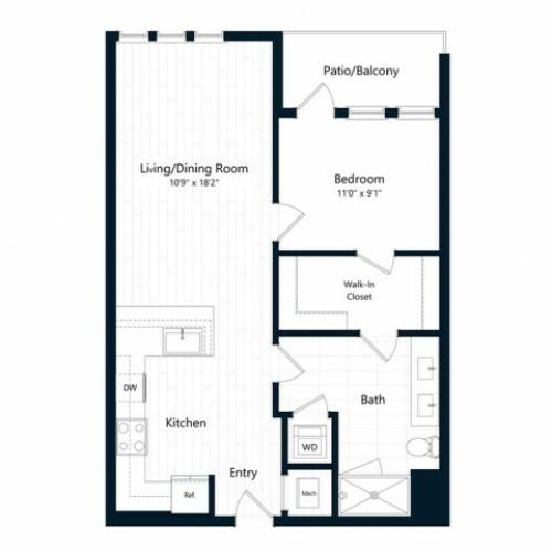 1F.1 | 1 bed 1 bath | from 715 square feet