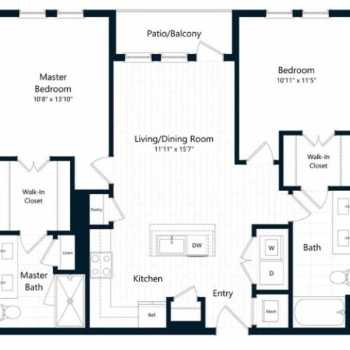2A.1 | 2 bed 2 bath | from 1119 square feet