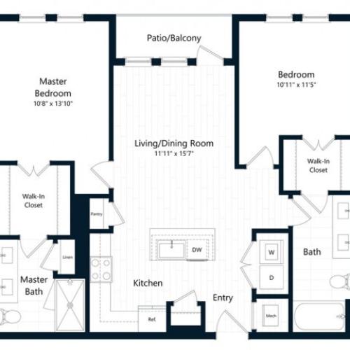 2A.2 | 2 bed 2 bath | from 1021 square feet