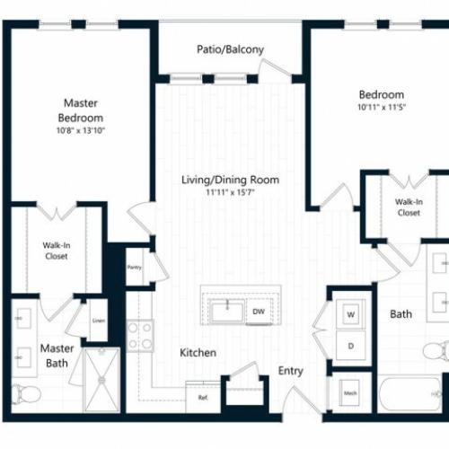 2A | 2 bed 2 bath | from 1028 square feet