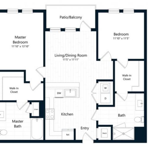 2A.1 TYPE \'A\' | 2 bed 2 bath | from 1119 square feet