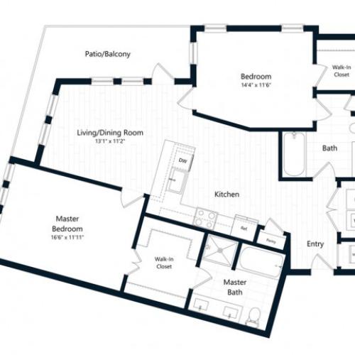 2B | 2 bed 2 bath | from 1104 square feet
