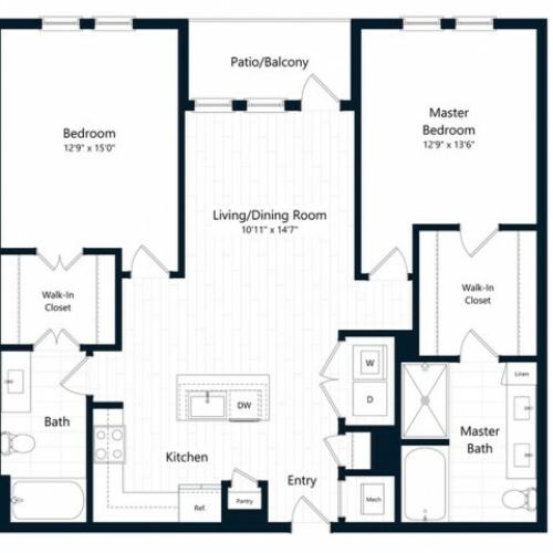 2C.1 | 2 bed 2 bath | from 1157 square feet