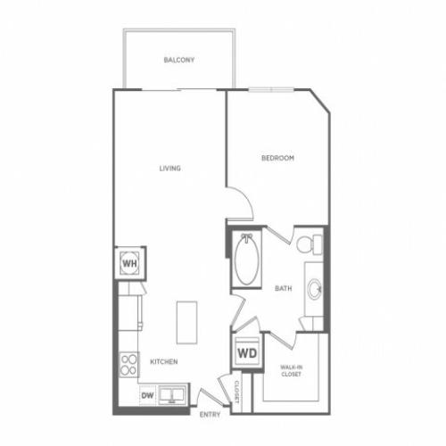 One Bedroom One Bath (696 SF)