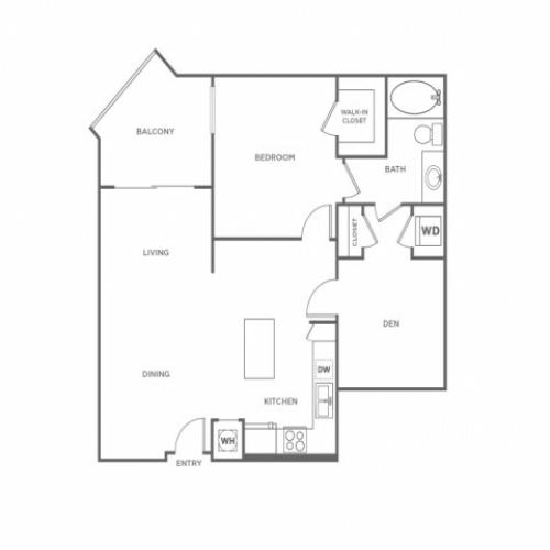 One Bedroom One Bath/Den (984 SF)