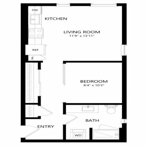 1x1 floor plan