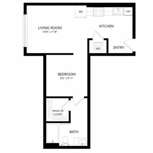 1x1 floor plan