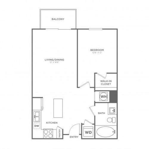 One Bedroom One Bath (748 SF)