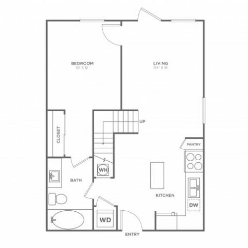 Two Bedroom Two Bath Loft (1252 SF)