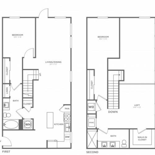 Two Bedroom Two Bath Loft (1700 SF)